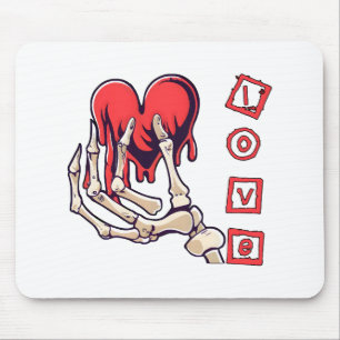 Symbolic Love Skeleton Hand Offering Heart Mouse Mat