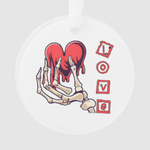 Symbolic Love Skeleton Hand Offering Heart Ornament