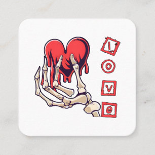 Symbolic Love Skeleton Hand Offering Heart Square Business Card