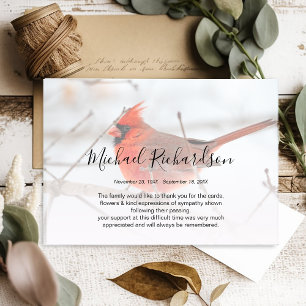 Symbolic Red Cardinal Memorial Thank You Card