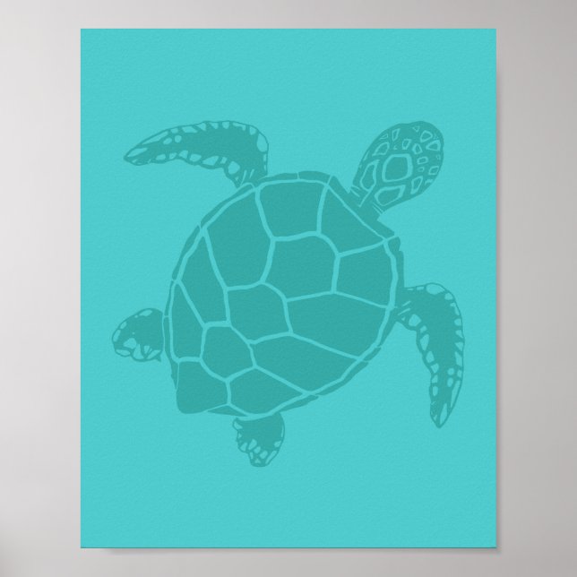 Symbolic Sea Turtle Blue Poster (Front)
