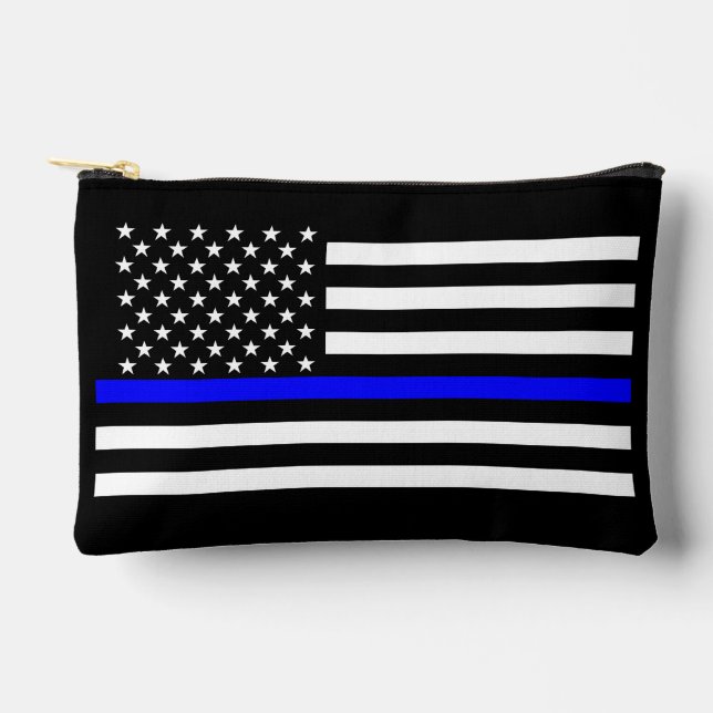 Symbolic Thin Blue Line American Flag graphic on a Accessory Pouch (Front)