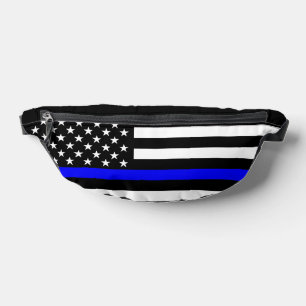 Symbolic Thin Blue Line American Flag graphic on a Bum Bags