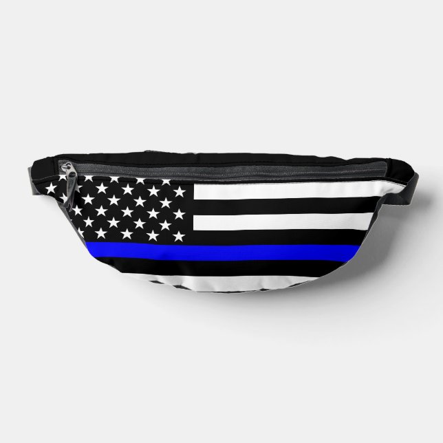 Symbolic Thin Blue Line American Flag graphic on a Bum Bags (Lay Down)