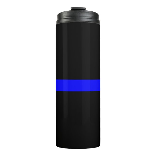 Symbolic Thin Blue Line graphic design on Thermal Tumbler (Front)