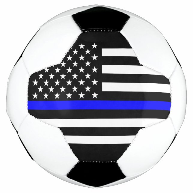 Symbolic Thin Blue Line US Flag graphic design on Football (Front)