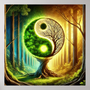 Symbolic Tree With Yin Yang Design Poster