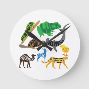 Symbolism of Animals Round Clock