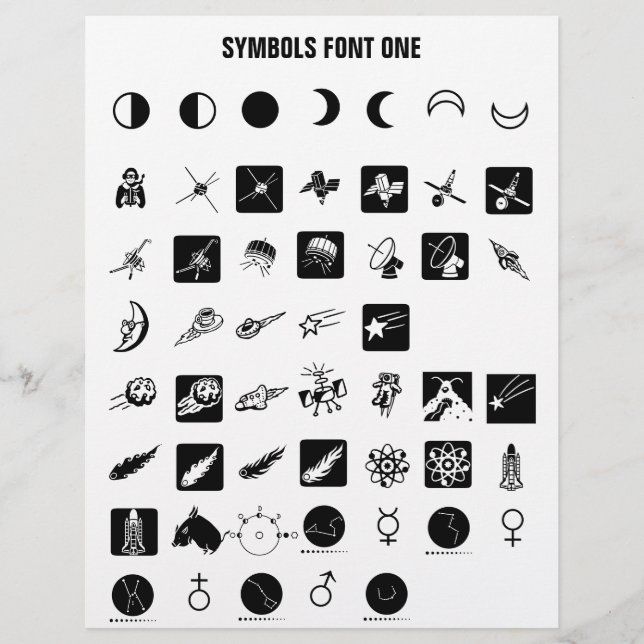 SYMBOLS 1 - Zazzle Font Sample  Letterhead (Front)
