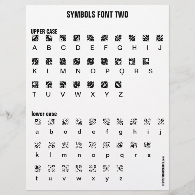 SYMBOLS 2 - Zazzle Font Sample  Letterhead (Front)