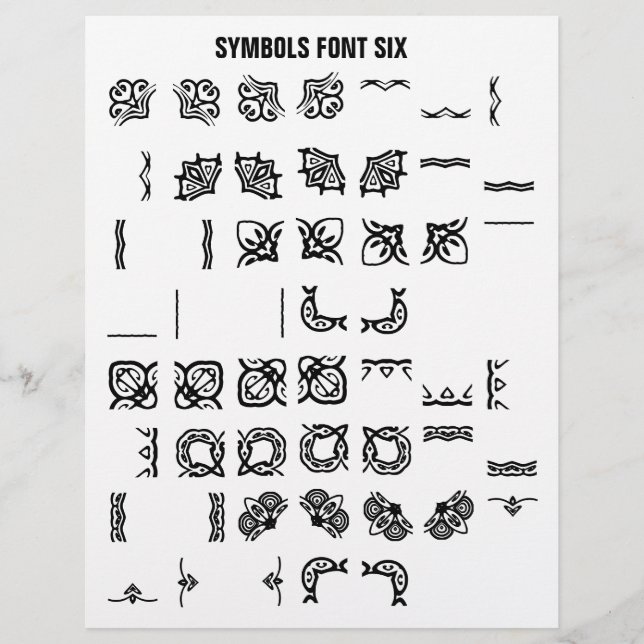 SYMBOLS 6 - Zazzle Font Sample  Letterhead (Front)