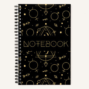 Symbols Mystical Black Boho Notebook