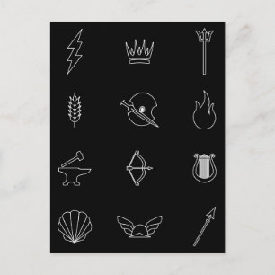 Symbols of 12 Gods & Goddesses of Greek Mythology Postcard