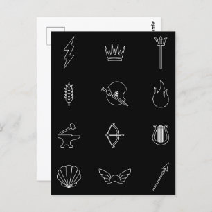 Symbols of 12 Gods & Goddesses of Greek Mythology  Postcard