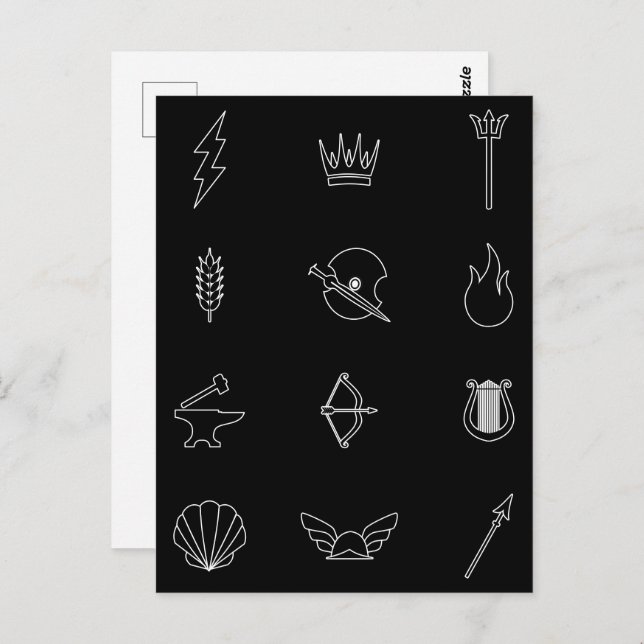 Symbols of 12 Gods & Goddesses of Greek Mythology  Postcard (Front/Back)