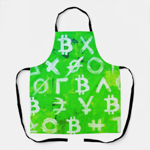 Symbols of Bitcoin (Bright Profit Green - 1) Apron