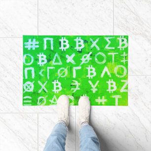Symbols of Bitcoin (Bright Profit Green - 1) Doormat