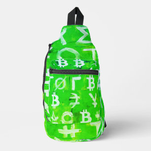 Symbols of Bitcoin (Bright Profit Green - 1) Sling Bag