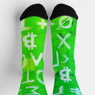 Symbols of Bitcoin (Bright Profit Green - 1) Socks
