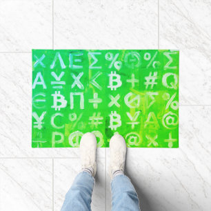 Symbols of Bitcoin (Bright Profit Green - 2) Doormat