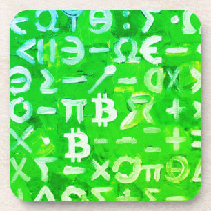 Symbols of Bitcoin (Bright Profit Green - 3) Coaster