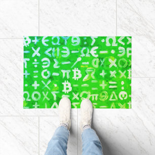 Symbols of Bitcoin (Bright Profit Green - 3) Doormat