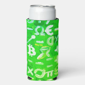 Symbols of Bitcoin (Bright Profit Green - 3) Seltzer Can Cooler