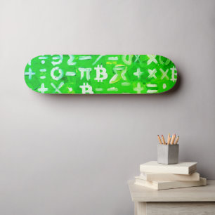 Symbols of Bitcoin (Bright Profit Green - 3) Skateboard