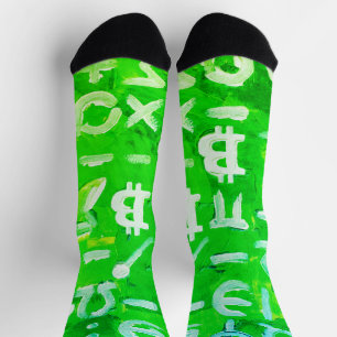 Symbols of Bitcoin (Bright Profit Green - 3) Socks