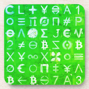 Symbols of Bitcoin (Bright Profit Green - 4) Coaster