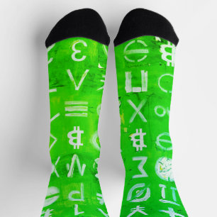 Symbols of Bitcoin (Bright Profit Green - 4) Socks