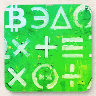 Symbols of Bitcoin (Bright Profit Green - 5) Coaster