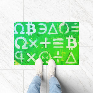 Symbols of Bitcoin (Bright Profit Green - 5) Doormat
