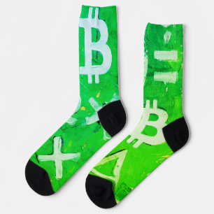 Symbols of Bitcoin (Bright Profit Green - 5) Socks