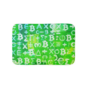 Symbols of Bitcoin (Bright Profit Green - 6) Bath Mat