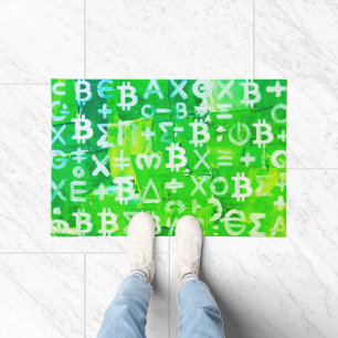 Symbols of Bitcoin (Bright Profit Green - 6) Doormat