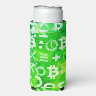 Symbols of Bitcoin (Bright Profit Green - 6) Seltzer Can Cooler