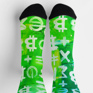 Symbols of Bitcoin (Bright Profit Green - 6) Socks