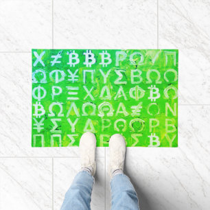 Symbols of Bitcoin (Bright Profit Green - 7) Doormat