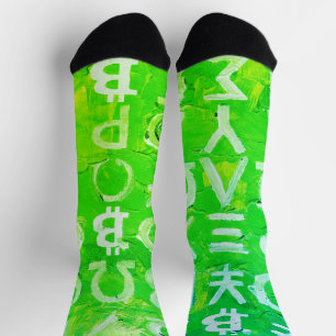 Symbols of Bitcoin (Bright Profit Green - 7) Socks