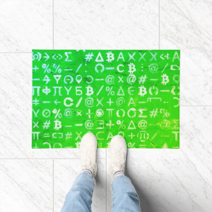 Symbols of Bitcoin (Bright Profit Green - 8) Doormat