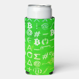 Symbols of Bitcoin (Bright Profit Green - 8) Seltzer Can Cooler
