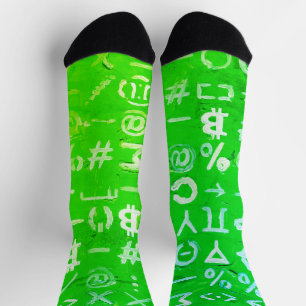 Symbols of Bitcoin (Bright Profit Green - 8) Socks