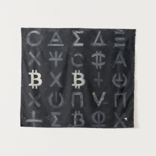 Symbols of Bitcoin (Style: 13) Tapestry