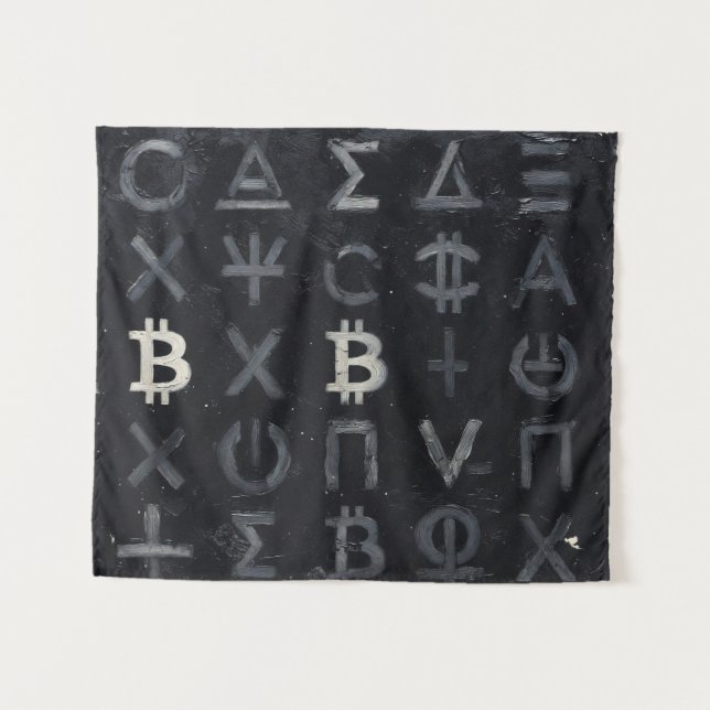 Symbols of Bitcoin (Style: 13) Tapestry (Front (Horizontal))