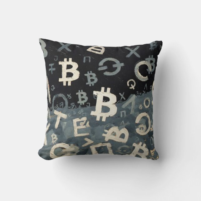 Symbols of Bitcoin (Style: D) Cushion (Front)