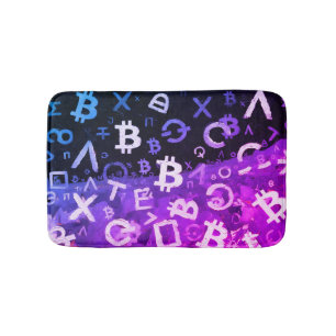 Symbols of Bitcoin (Style: Miami Purple - 10) Bath Mat