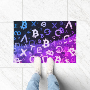 Symbols of Bitcoin (Style: Miami Purple - 10) Doormat