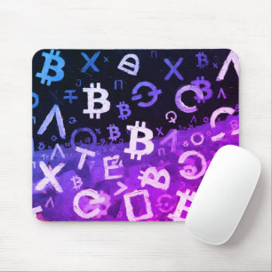 Symbols of Bitcoin (Style: Miami Purple - 10) Mouse Mat
