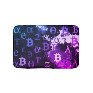 Symbols of Bitcoin (Style: Miami Purple - 11) Bath Mat